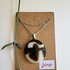 RVS ketting met uniek "Mocha Werveling" glas hanger