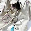 Tassenhanger, sleutelhanger met bedel, schelp, turquoise parelmoer, zilverkleurige bedel. Accessoires, strand, zomer, tas, sleutel, hanger.