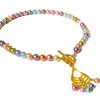 Trendy halsketting met pastelkleurige glasparels. Handgeregen ketting met glaskralen en goudkleurige kapittelsluiting, met of zonder hanger.