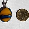 RVS ketting met uniek Blauw en Oranje glas hanger
