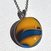 RVS ketting met uniek Blauw en Oranje glas hanger