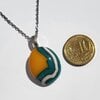 RVS ketting met uniek "Gouden Tij 002" glas hanger
