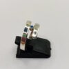 Zilveren spiraalring met blauw zirkoontje