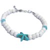 Armband met houten kralen, turquoise tijgeroog, turquoise zeester. Handgemaakt polsband, boho chic, Ibiza strand sieraad, wit, blauw, bruin