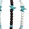 Armband met houten kralen, turquoise tijgeroog, turquoise zeester. Handgemaakt polsband, boho chic, Ibiza strand sieraad, wit, blauw, bruin