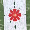 Art Nouveau Flower A6 Kaart, Rode Bloem, Groene Decoratie Potlood Tekening