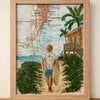 Chasing Waves – origineel kunstwerk op kaart van Miami