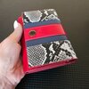 Chris Peterson damesportemonnee – echt leer – slangenprint – rood & donkerblauw