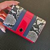 Chris Peterson damesportemonnee – echt leer – slangenprint – rood & donkerblauw