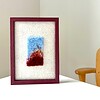 Coral blauw-bordeaux - unieke handgemaakte wanddecoratie in wol