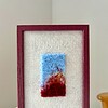 Coral blauw-bordeaux - unieke handgemaakte wanddecoratie in wol