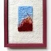 Coral blauw-bordeaux - unieke handgemaakte wanddecoratie in wol