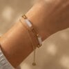 Dubbele armband met Kwarts – RVS 16K verguld