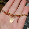 Dubbele RVS armband – 16K goud verguld met hart hanger