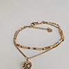 Dubbele RVS armband – 16K goud verguld met hart hanger