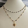 Dubbele RVS ketting – 16K goud verguld met zwarte details & zonhanger
