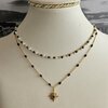 Dubbele RVS ketting – 16K goud verguld met zwarte details & zonhanger