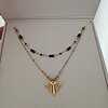 Dubbele RVS ketting met Agaat – 16K goud verguld