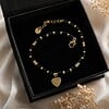 Elegante armband met zwarte Agaat & hartje – RVS 16K verguld