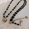 Elegante ketting met zwarte Agaat & hart – RVS 16K verguld