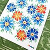 Flowers A5 Print, Kleurrijke Bloemen Illustratie