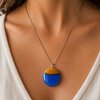 Gouden Zonsondergang- RVS ketting met uniek glas hanger