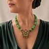 Groene agaat ketting met carneool en vintage Sarah Coventry broche