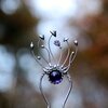 Handgemaakte paddenstoelenhaarspeld met amethist en zilverkleurig koper