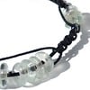 Herenarmband met zwarte leren veter, waxkoord, transparante schijfkralen. Handgeknoopte armband, boho style, zwarte polsband Ibiza, festival