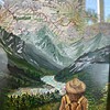 Into the Mountains – origineel kunstwerk op kaart van de Rocky Mountains