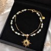 Luxe Dubbele Armband – 16K Goud Verguld RVS met Zwarte Steen & Zonhanger