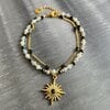 Luxe Dubbele Armband – 16K Goud Verguld RVS met Zwarte Steen & Zonhanger