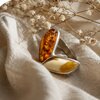 Prachtige zilveren ring met tweekleurige Baltische Amber – 925 zilver