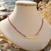 Rhodoniet Ketting – RVS Verguld met 16K Goud