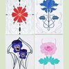 Set van 4 Art Nouveau Bloemen Kaarten