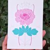 Set van 4 Art Nouveau Bloemen Kaarten