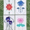 Set van 4 Art Nouveau Bloemen Kaarten