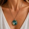 Turkooisstenen - RVS ketting met uniek glas hanger
