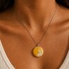 Zonnebloemkus - RVS ketting met uniek glas hanger