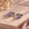 925 Sterling Zilveren Oorbellen met Paarse Hartjes | Elegante Creolen met Fonkelende Stenen