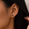 925 Sterling Zilveren Oorknopjes met Groene Zirkonia | 18K Vergulde Rechthoekige Oorbellen