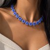 Blauwe Bloemenketting met Goudkleurige Details | Kleurrijke Statement Ketting