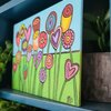 Canvas 'Bloemenveldje' origineel acryl schilderijtje 15x10