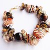 Bruine Safari Chic Armband met Lampwork Glaskralen & Natuursteen (OOAK)