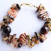 Bruine Safari Chic Armband met Lampwork Glaskralen & Natuursteen (OOAK)