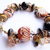 Bruine Safari Chic Armband met Lampwork Glaskralen & Natuursteen (OOAK)