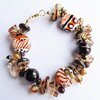 Bruine Safari Chic Armband met Lampwork Glaskralen & Natuursteen (OOAK)