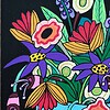 Canvas 21x15 'De blauwe bloempot' origineel acryl schilderij