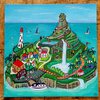 Canvas 25x25 'Vakantie eiland' origineel acryl schilderij