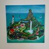 Canvas 25x25 'Vakantie eiland' origineel acryl schilderij
